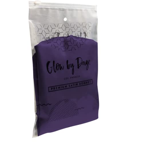 Glow By Daye Satin Bonnet, Double-Layered and Adjustable Satin Sleep Cap, Extra Large, Reversible Purple Reign