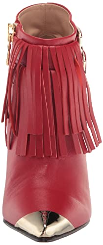 Tiannia Barnes Women's Jazzy Fringe Bootie Nappa Leather Ankle Boot, Red, 8