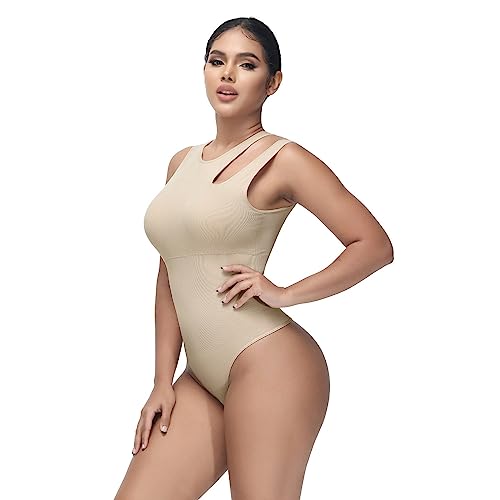 Soo slick Shapewear Bodysuit for Women Tummy Control Tops Cutout Sleeveless Bodysuit