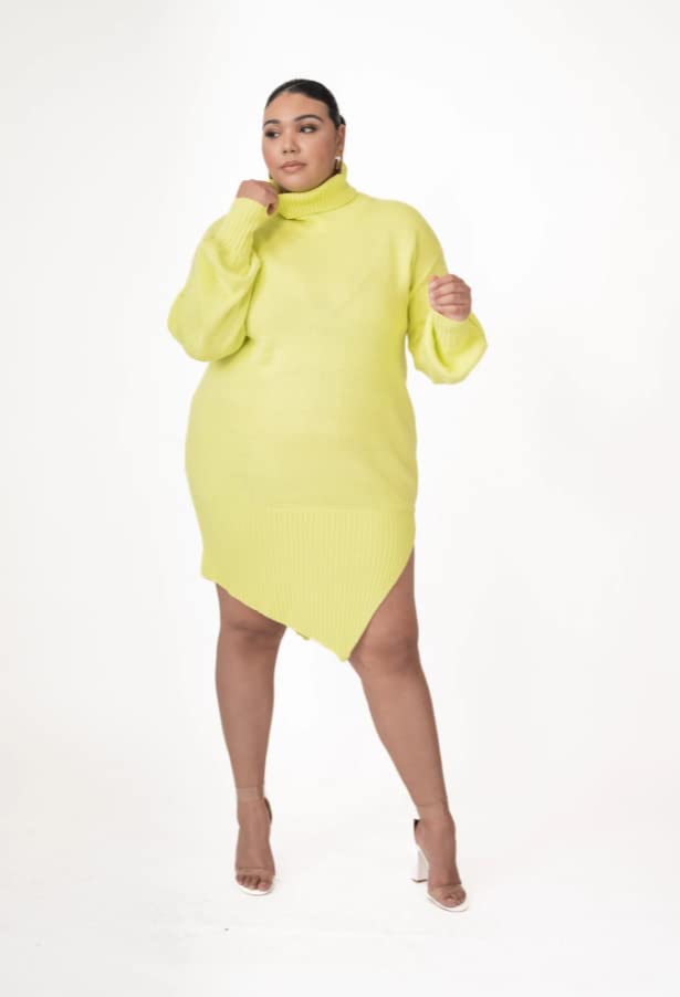 Pantora Women's Sabrina Asymmetrical Sweater Dress, Yellow, Medium