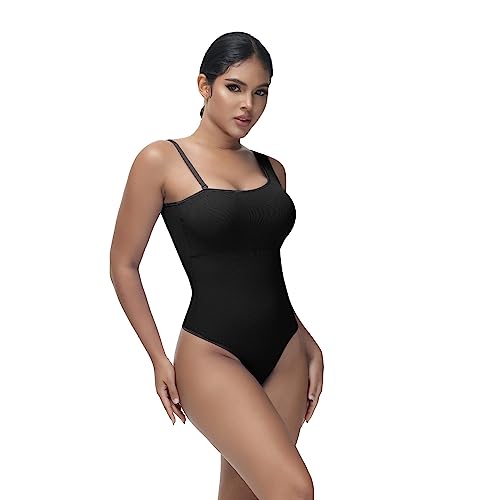 Soo slick Shapewear Bodysuit for Women Tummy Control Tops Mono Strap Sleeveless Body Suit - Pacl of 2 Mono Strap Bodysuit Women Clothing Tops