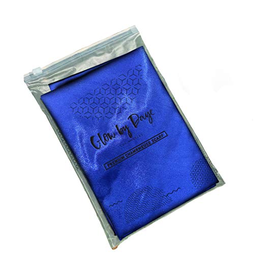 Glow By Daye Charmeuse Satin Prefolded Head Scarf, Double Layered Satin Bandana for Women, Large (Imperial Blue)