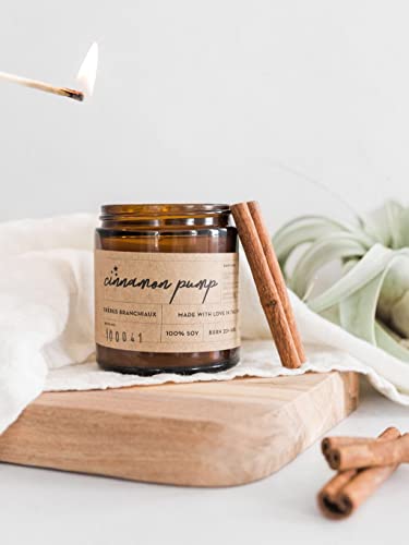 FRÈRES BRANCHIAUX Cinnamon Pump 4 oz Scented Soy Single Wick Candle with Burn Time of 10 Hours