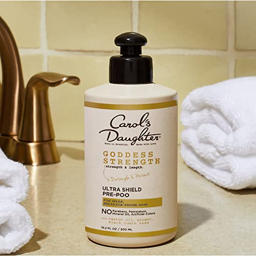 Carol's Daughter Goddess Strength Curly Hair Care Bundle – Pre Poo, Sulfate Free Shampoo, and Paraben Free Conditioner; Made with Castor Oil and Black Seed Oil for Natural Hair to Support Breakage