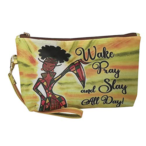 Shades of Color Cosmetic Pouch, Wake Pray & Slay, 9 x 5 inches (CP134)
