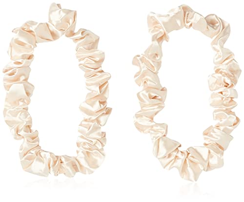 Satin Scrunchie Headband Elastics, Cute Jumbo Extra Large Stretchy Hairband Scrunchies, Gentle on Natural Hair, Dreads,Thick Ponytails, Locs and Puffs, WRAPTstyle, 2pack (Cream)