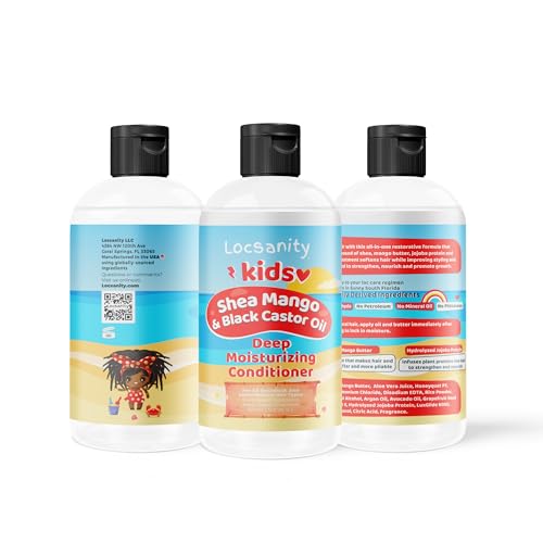 Locsanity Shea and Mango Kids Moisturzing and Deep Conditioning Conditioner, 12 oz, for Natural, Kinky and Curly Hair, Locs