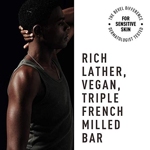 Bevel Soap Bar - Body Wash Bar for Men with Cocoa Butter and Shea Butter, Gently Exfoliates and Moisturizes for Clean, Soft Skin, 5 Oz