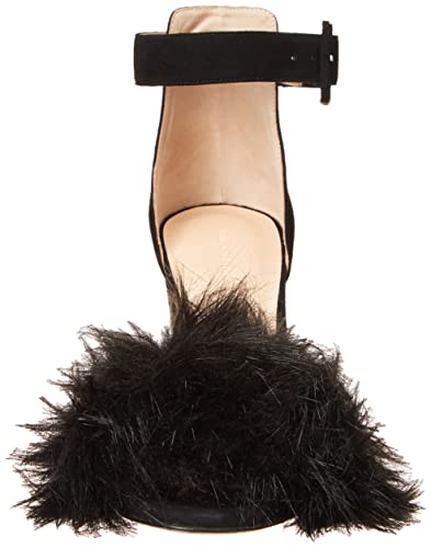 Tiannia Barnes Women's Naomi Faux-Fur Heeled Sandal, Black, 9