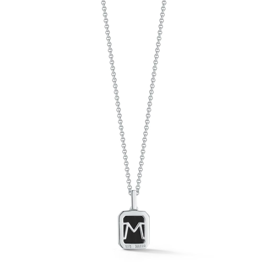 Emerald Cut Onyx Necklace - 22" + 2" Chain, Black