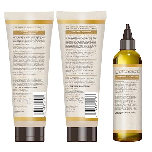 Carol's Daughter Goddess Strength Hair Care Gift Set - Sulfate Free Shampoo and Conditioner with Scalp & Hair Treatment Oil – 3 Products