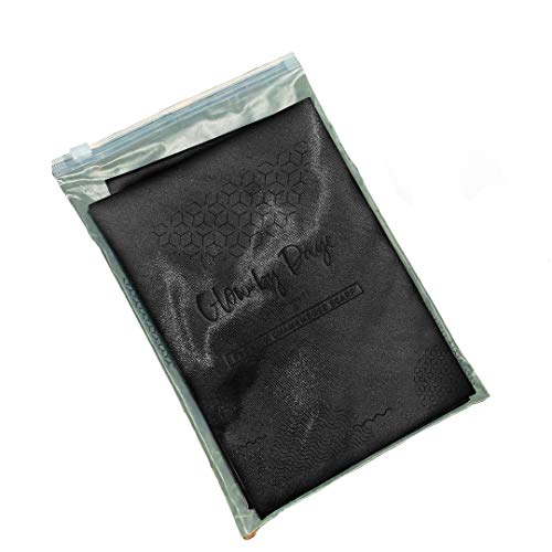 Glow By Daye Charmeuse Satin Prefolded Head Scarf, Double Layered Satin Bandana for Women, Large (Jet Black)