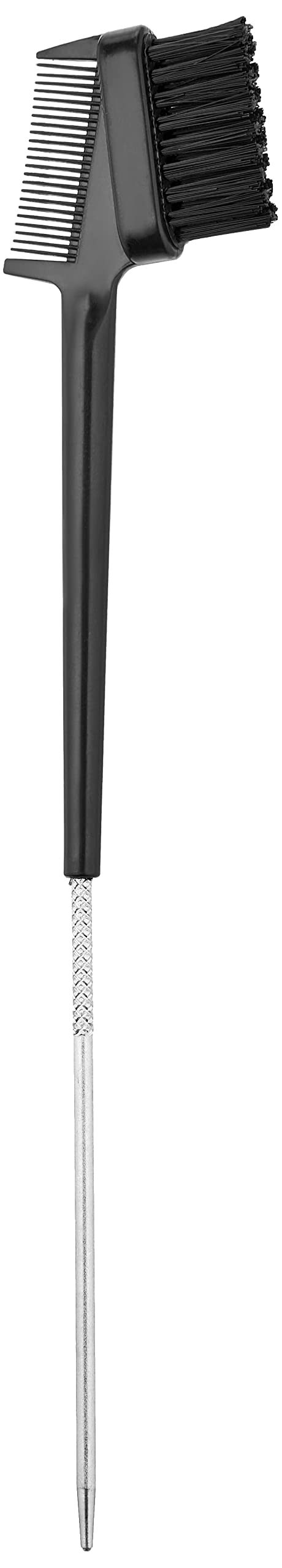 Dosso Beauty 3-in-1 Edge Styling Brush, Black Colour, Baby Soft Bristles, Pointed Metal End-Designed For Partin and Sculpting, Detangles Edges, Organic, Lightweight, Travel Friendly, 9 x 0.5 x 2 inch