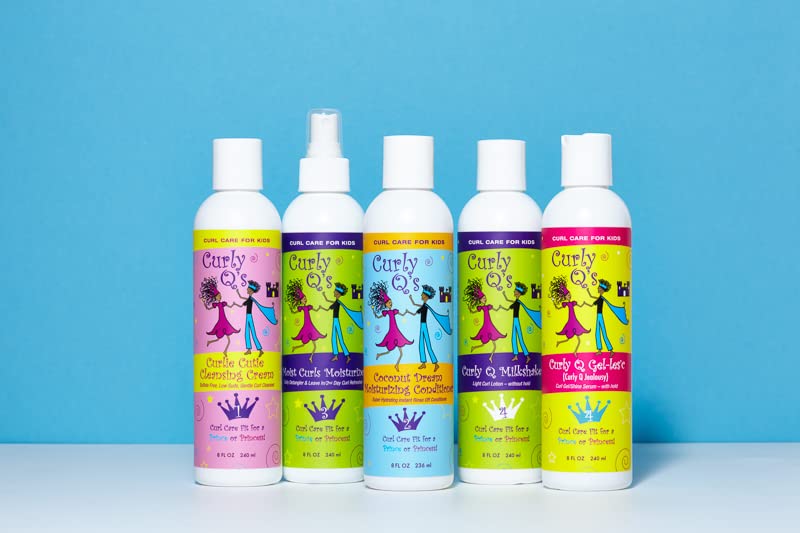 CURLS Curly Q's Gel-les'c Kids Hair Jelly - Curl Enhancing and Shine Promoting Styler - Perfect Frizz-Fighting Solution For All Curl Types and Textures - 8 Oz