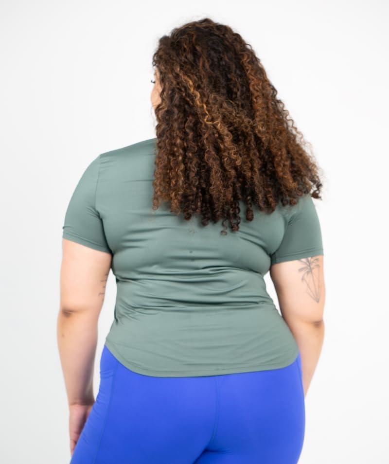 ICONI Crew Neck Women’s T-Shirt, Moisture Wicking and Short Sleeve Workout Shirt for Running & Gym (US, Alpha, Small, Regular, Regular, Jade Green)