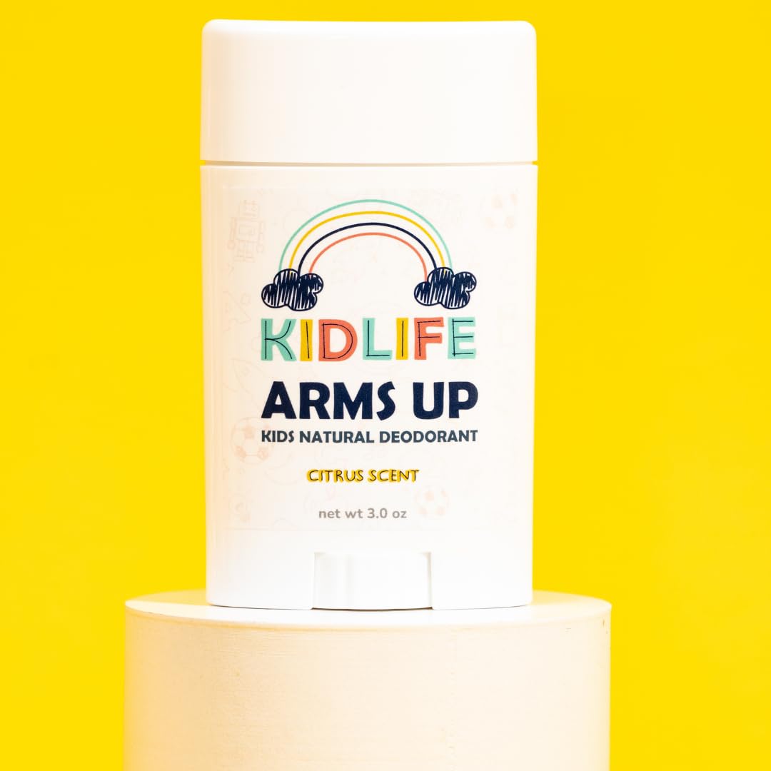 KIDLIFE Arm's Up Natural & Organic Kids Aluminium Free Deodorant - 3 oz, Light Citrus Scent, Vegan, Hypoallergenic, with Baking Soda and Essential Oils by KJ3 Essentials