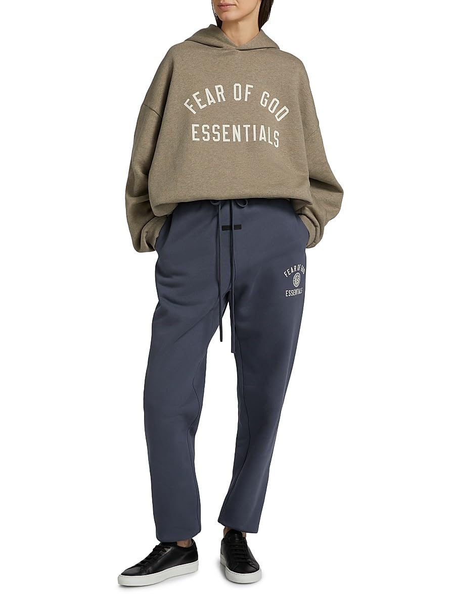 Fear of God Essentials, Logo Fleece Hoodie, Medium, Heather Gray