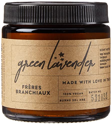 FRÈRES BRANCHIAUX Green Lavender 4 oz Scented Soy Single Wick Candle with Burn Time of 10 Hours