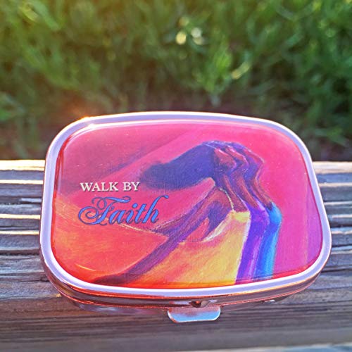 Shades of Color Pill Box Case, Walk By Faith, 2.23 x 1.77 inches (PBC126)