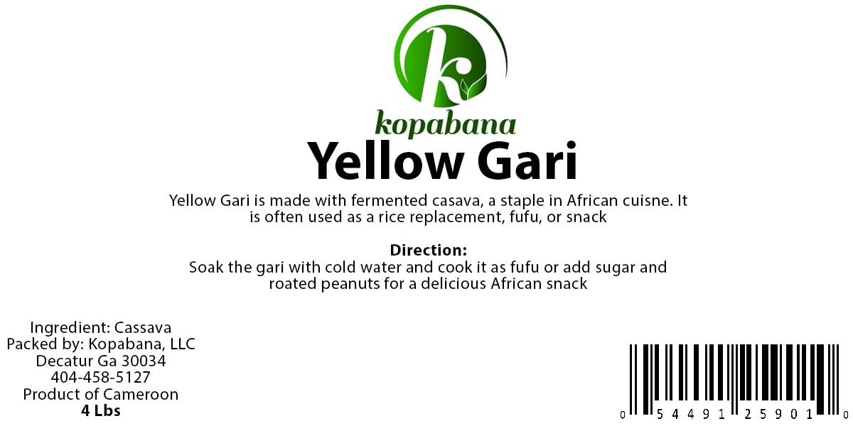 KOPABANA Yellow Garri, Garri, Naturally Processed Garri 2 lb