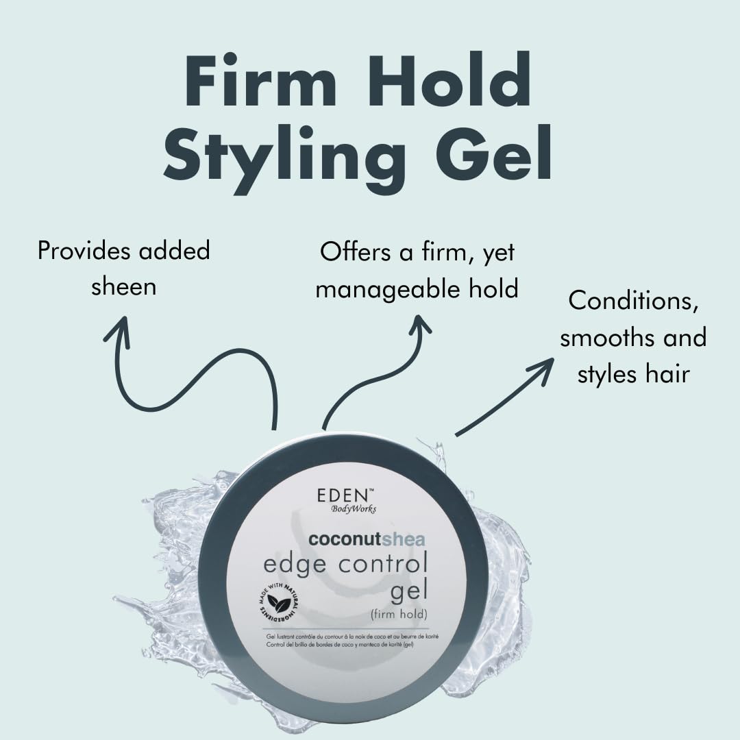 EDEN BodyWorks Coconut Shea Control Edge Glaze | 6 oz | Firm Hold, No Build Up, Moisturize, Add Shine - Packaging May Vary