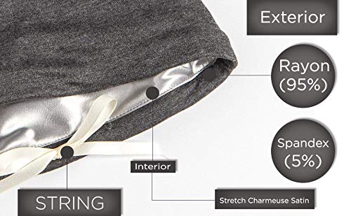 Grace Eleyae GE Women's Adjustable Satin Lined Sleep Cap Slap Hair Care Beanie Hat, Gray