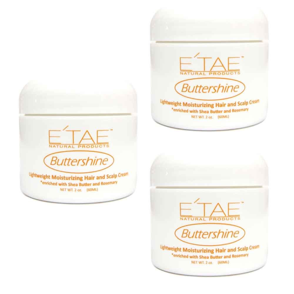Etae Natural Products E'tae Buttershine Lightweight Moisturizing Hair Scalp Cream 2oz w/Shea Butter Rosemary (3 items)