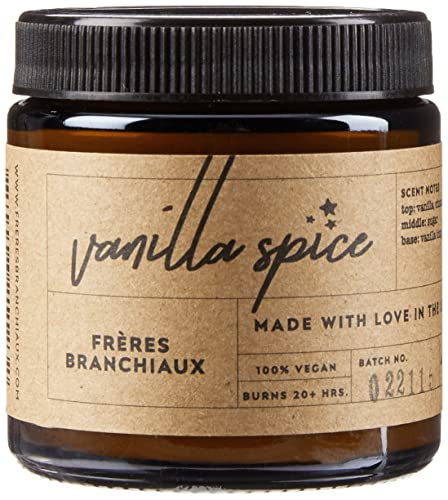 FRÈRES BRANCHIAUX Vanilla Spice 4 oz Scented Soy Single Wick Candle with Burn Time of 10 Hours