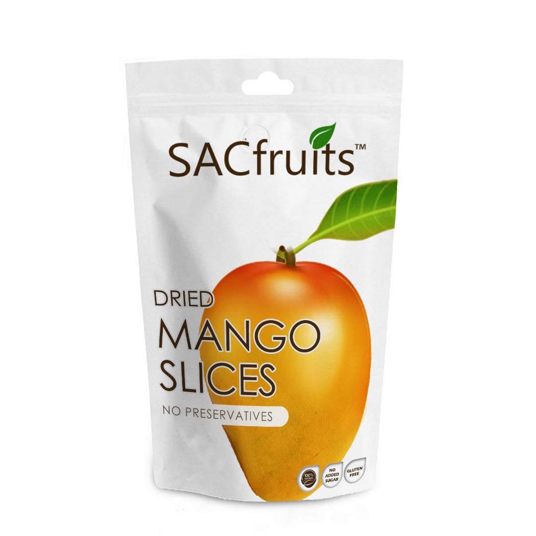 SACFruits Natural Dried Mangoes Slices | Non-GMO, Unsweetened | Vegan Snacks (3 bags x 2.oz)