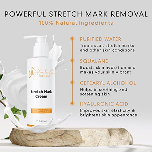 Stretch Mark Cream, Belly Butter & Scar Cream, Skin Care with Active Skin Repair, Stretch Mark Removal, For All Skin Types, 4 Oz - ML Delicate Beauty