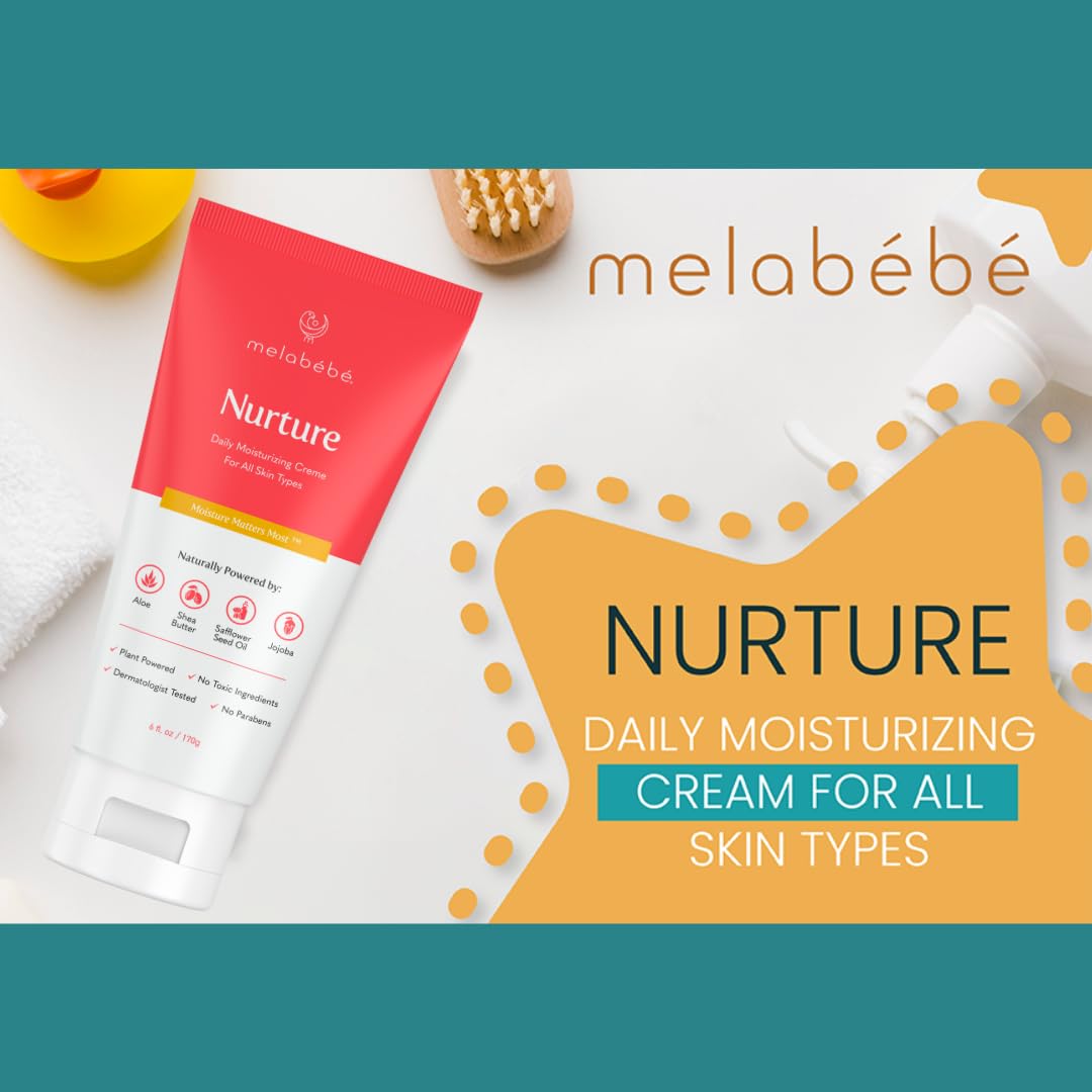 Melabebe Nurture: Daily Moisturizing Cream - Baby Eczema Cream & Baby Lotion Sensitive Skin Baby Cream - Natural Baby Lotion and Baby Moisturizer Infused w/Shea, Aloe Vera & Jojoba Oils - 6oz