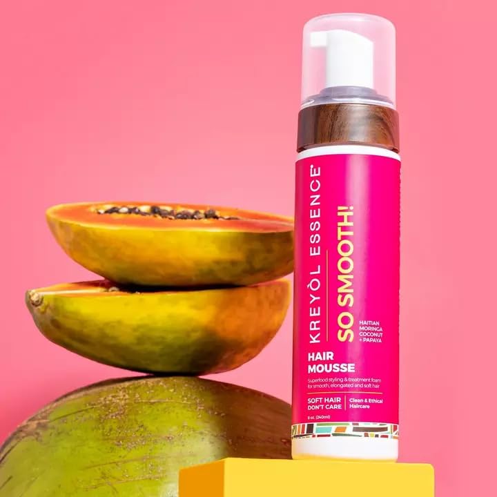 Kreyol Essence - 8 Oz Moringa Styling SCULPT + SMOOTH HAIR MOUSSE, Haitian Moringa Coconut Papaya, Hair Care