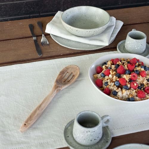SWEET JULY Merritt Linen Napkins - Washed Rustic Linen Napkins for Indoor & Outdoor Dining, Set of 4 - Available in 3 Neutral Tones (Alabaster)