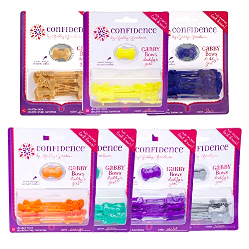 Confidence - GaBBY Bow Daddy's Girl Design - Patented Non-Slip Barrettes – 70 Pack – 7 Bow Colors