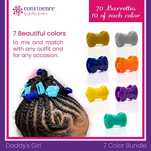 Confidence - GaBBY Bow Daddy's Girl Design - Patented Non-Slip Barrettes – 70 Pack – 7 Bow Colors