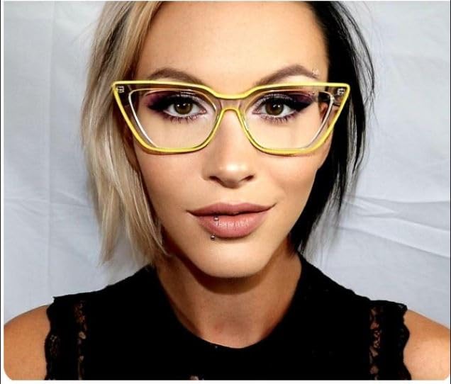 Liberated Eyewear Designer Modern Cateeye Eyeglass Frames/Anti-fatigue lens/Reduce headaches/lessen eyestrain Model: Sharpie/Yellow