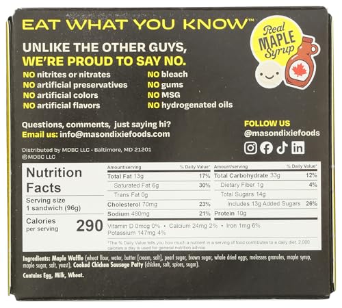 MASON DIXIE BISCUIT CO Sweet Maple Waffle Sandwiches with Chicken Sausage, 3.4 OZ