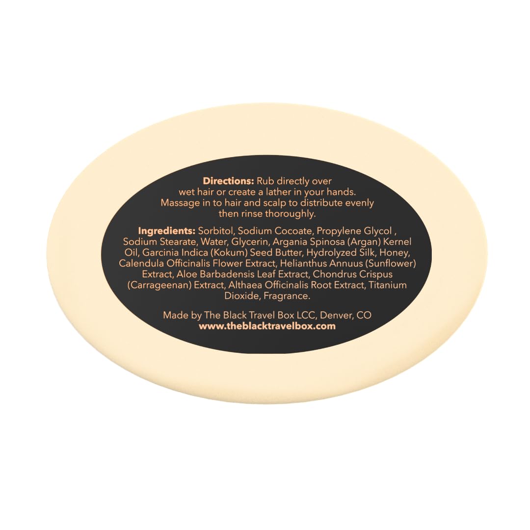 BlackTravelBox Solid Co-Wash Bar With Sunflower And Calendula To Refresh And Restore Hair Texture In-Between Shampoo Days, Easy 2-In-1 For Waves, Curls, And Coils, TSA Friendly - 2.6 Oz