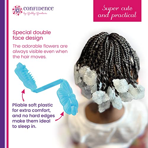 Confidence - GaBBY Bow Sweet Pea Design - Patented Non-Slip Barrettes – 50 Pack – 5 Flower Colors - Includes Children's Book