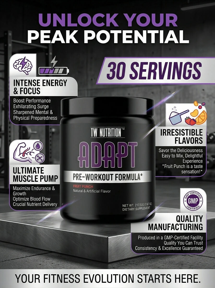 TW Nutrition ADAPT Fruit Punch Pre-Workout Powder 30 Servings 8/2027