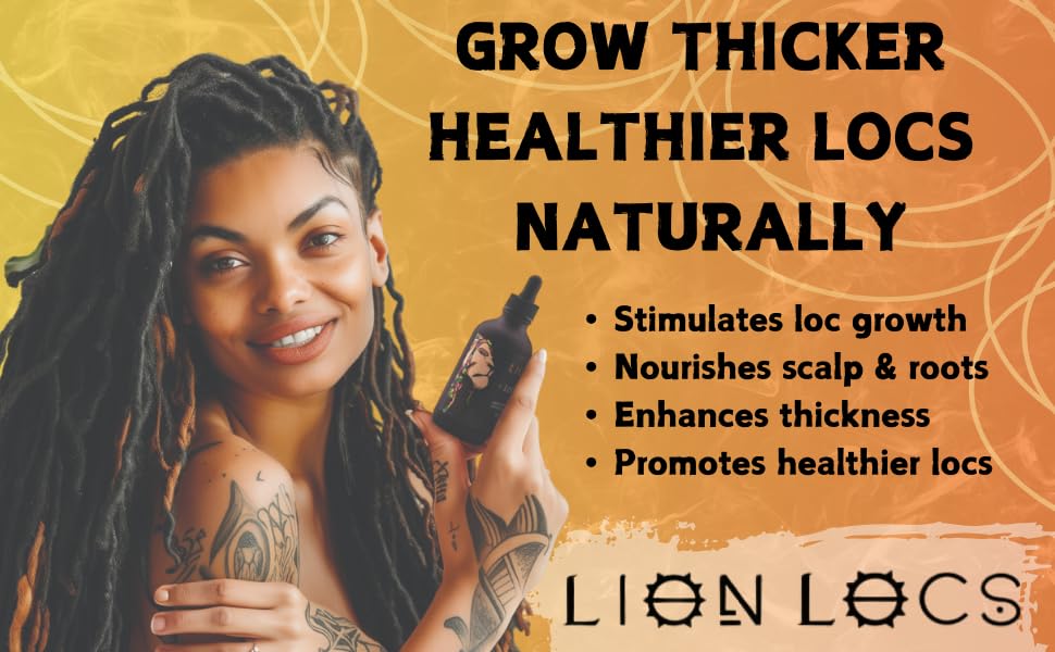 Lion Hair Growth Oil and Scalp Relaxer | Light Styling for Dreadlocks, Braidlocks, Braids, Faux Locs, Crochet Locs, Boho Locs, or Sisterlocks (4oz)