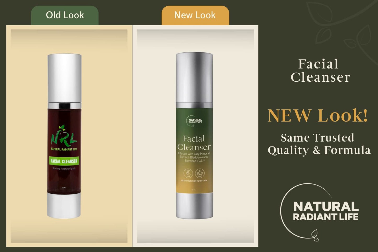 Natural Radiant Life Facial Cleanser - Organic, Vegan Face Wash, Hydrating, Moisturizing, Gentle, Nutrient - Rich, Deep-Pore Cleanser - 1.7 Oz (Packaging May Vary)