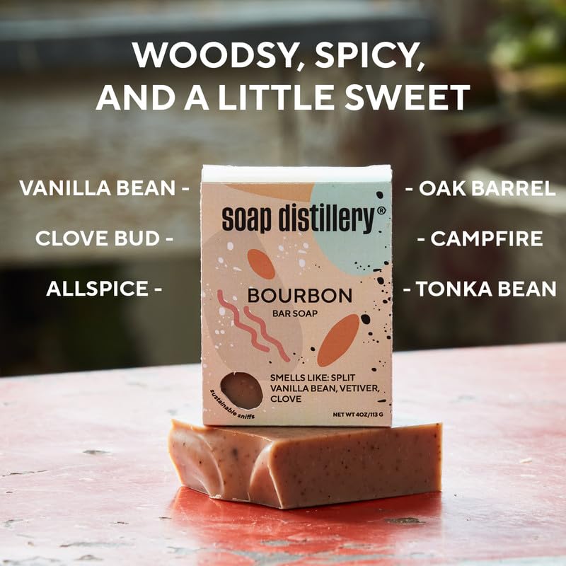 Soap Distillery Bourbon Bar Soap Two Pack - Sweet and Spicy, Scotch Lovers - Bourbon from Kentucky, Gift for Men, Gift for Women