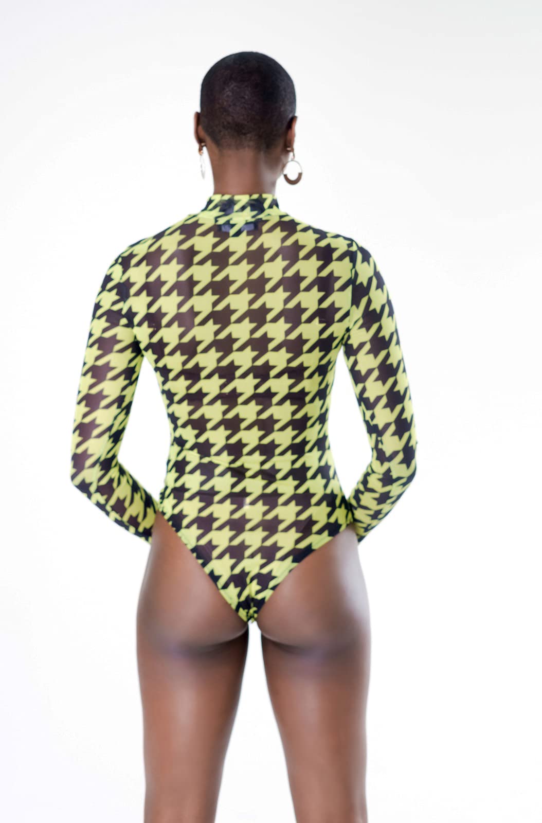 Pantora Women's Kim Body Suit, Houndstooth Print, Large