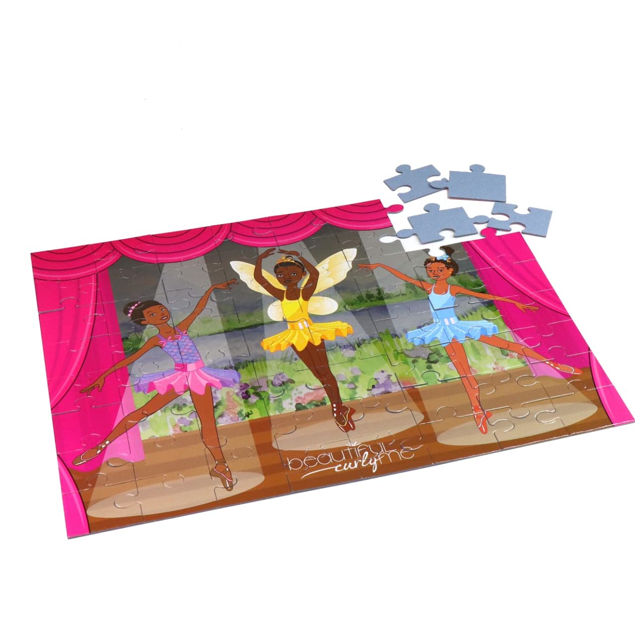 Beautiful Brown Ballet 64 Piece STEAM Jigsaw Puzzle for Kids who Love Ballet; Kids Ages 4-8, Kids Ages 8-12. Inspire Love of Dance and The Arts for Your Beautiful Ballerina by Beautiful Curly Me