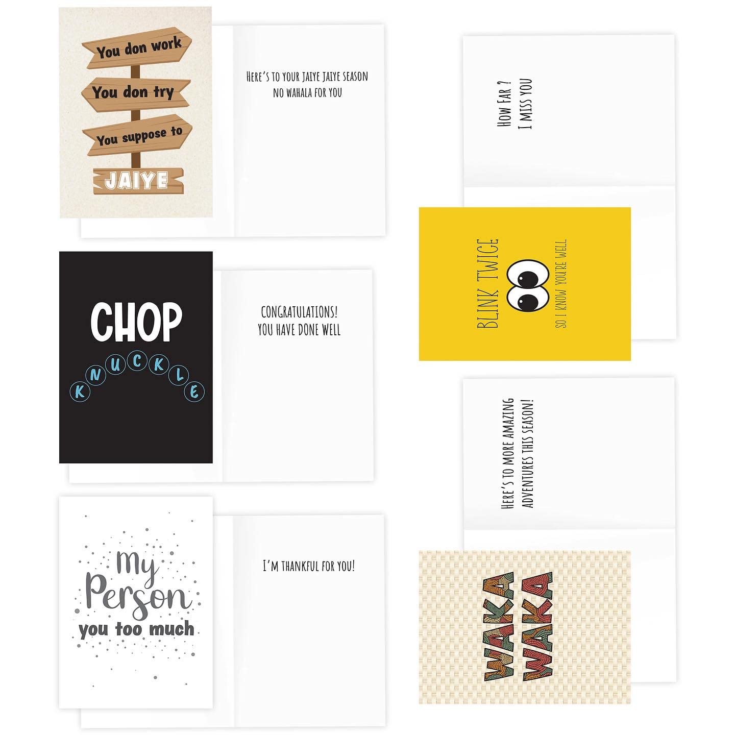 Kulture Games Nigerian Greeting Cards (10 Pack) - Fun Assorted African Cards with Envelopes & Stickers - 5 Unique West African & Nigerian Inspired Designs - Birthday, Anniversary, New Beginning & More