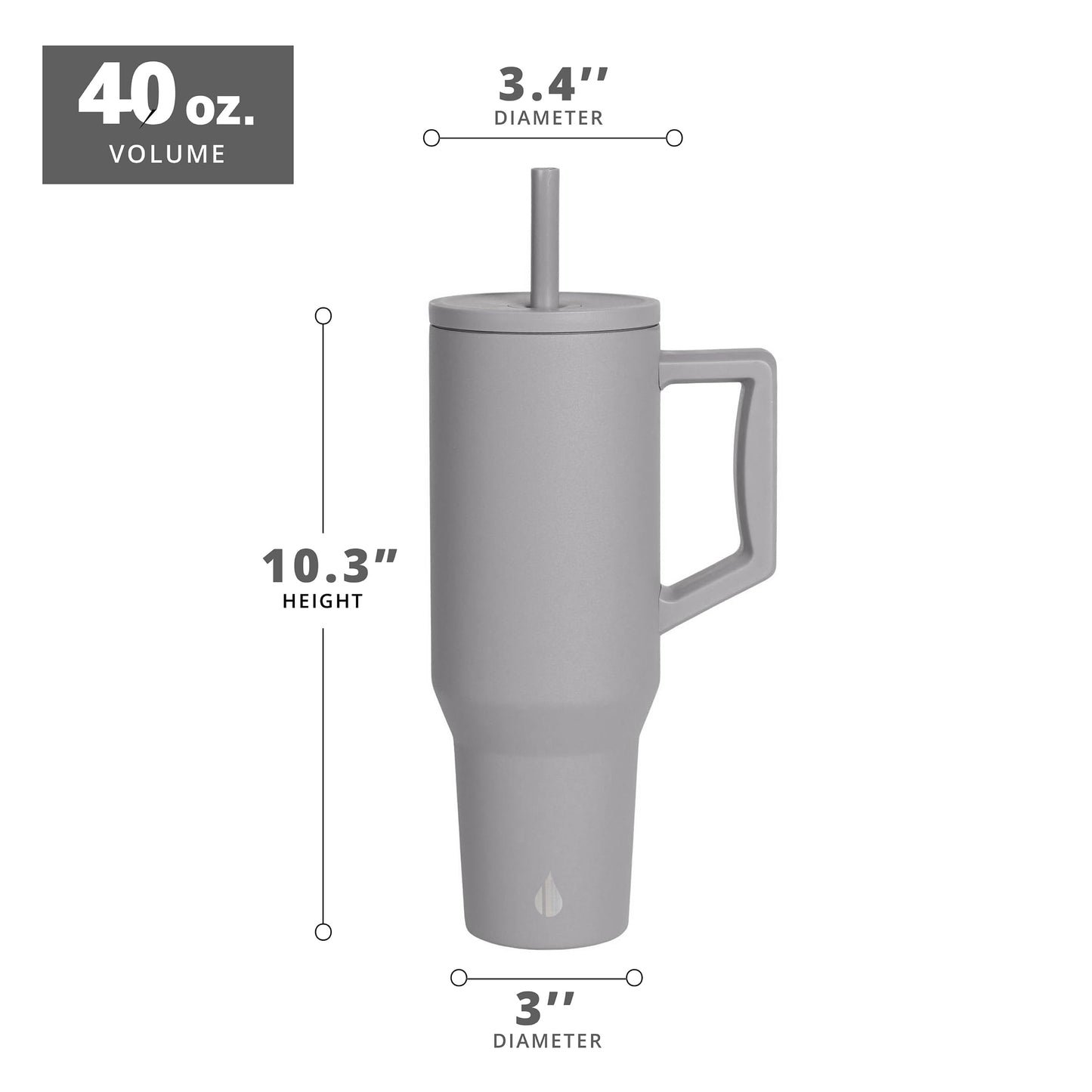 Elemental 40 oz Tumbler with Handle and Straw - Spill Proof Insulated Stainless Steel Commuter for Hot and Cold Beverages - Travel Coffee Mug with 2 Straws & Spill Proof Lid - 40oz - Graphite