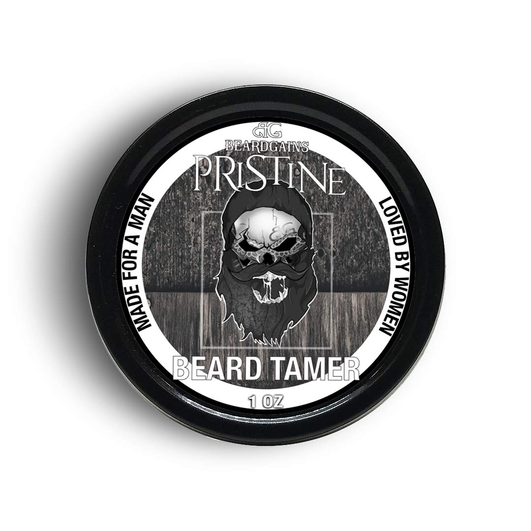 Beard Gains Pristine Scented Color Tinted Beard Tamer Wax for Men, Shape, Style & Groom Facial Hairs with Organic Balm Leave In Conditioner, Control Wild Whisker Hairs - Choose Your Hair Color (White)