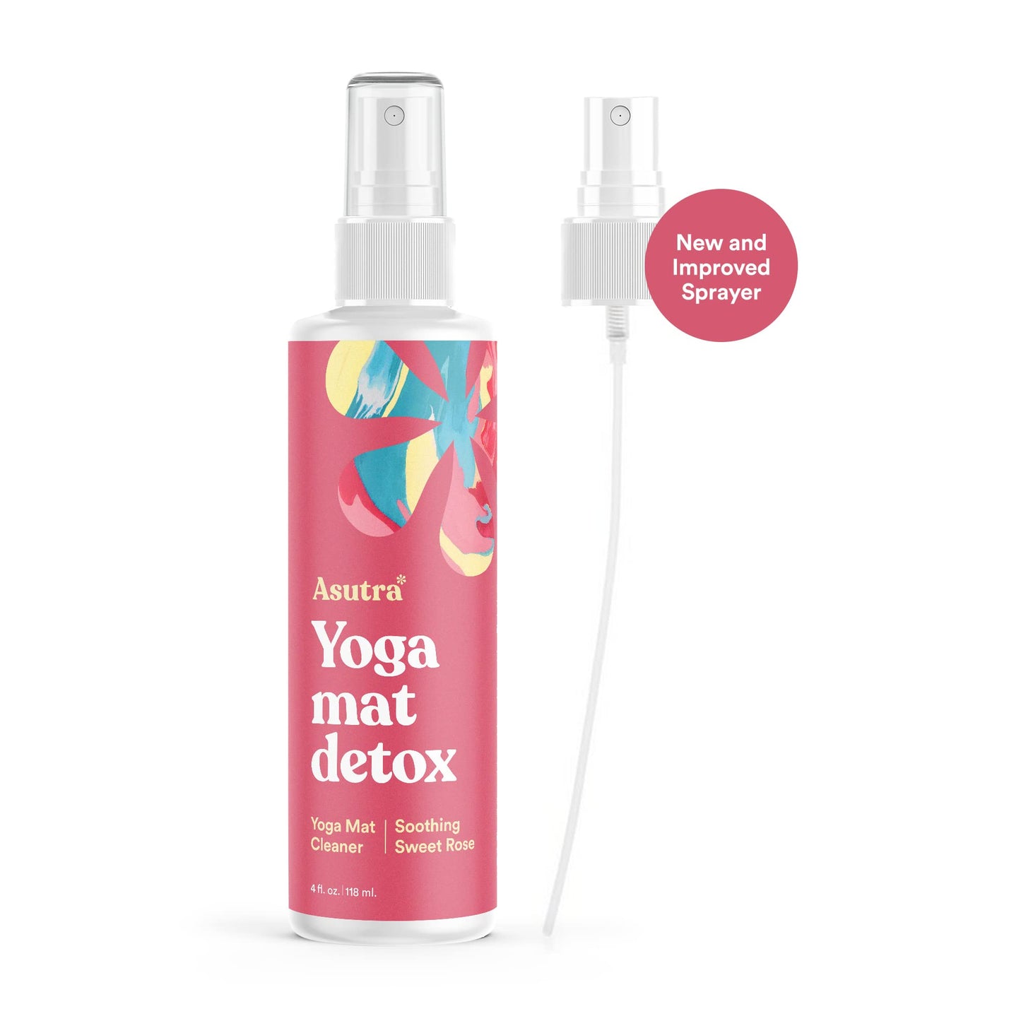 ASUTRA Yoga Mat Cleaner Spray (Soothing Sweet Rose), 4 fl oz - No Slippery Residue, Organic Essential Oils, Deep-Cleansing for Fitness Gear & Gym Equipment, Microfiber Towel Included