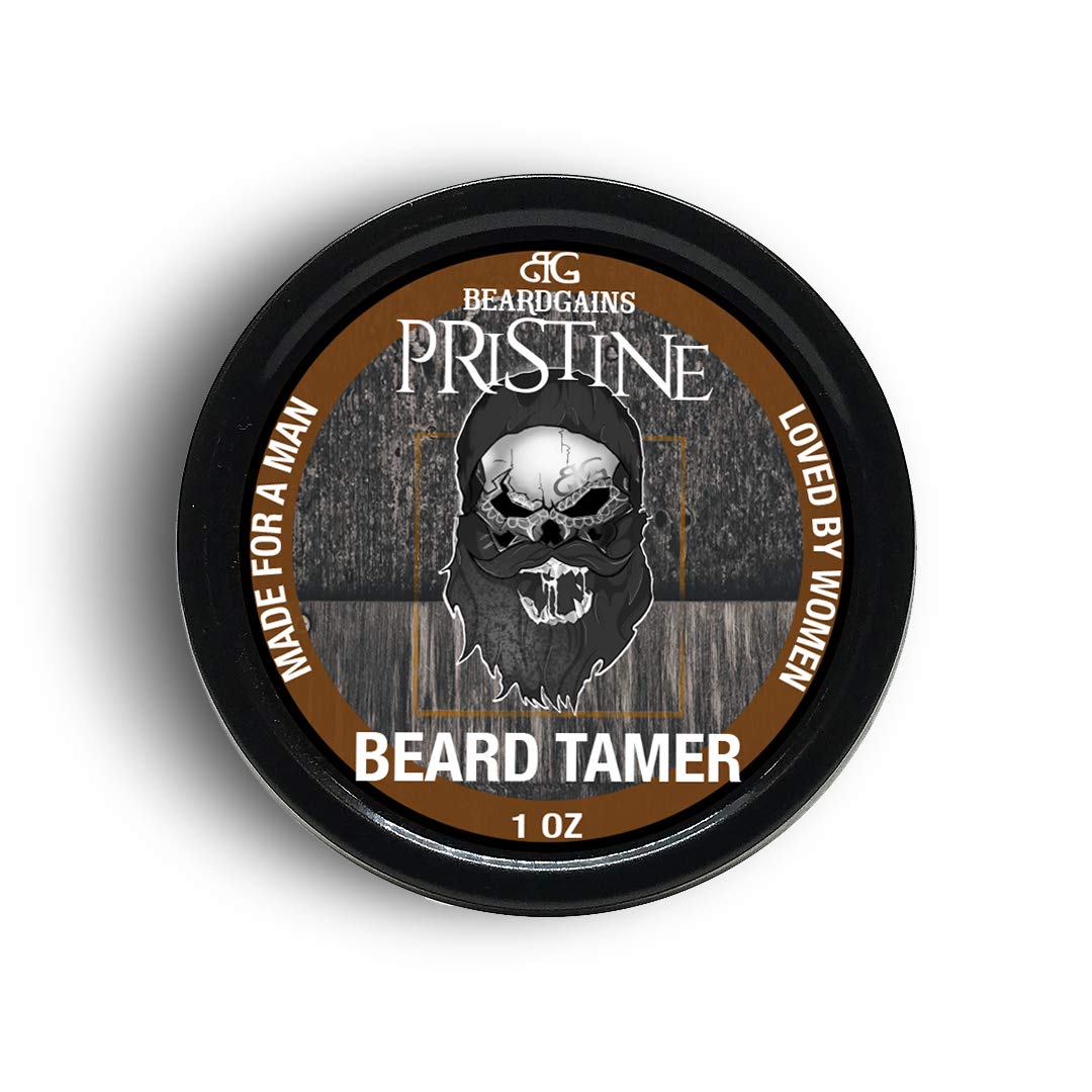 Beard Gains Pristine Scented Color Tinted Beard Tamer Wax for Men, Shape, Style & Groom Facial Hairs with Organic Balm Leave In Conditioner, Control Wild Whisker Hairs - Choose Your Hair Color (Brown)